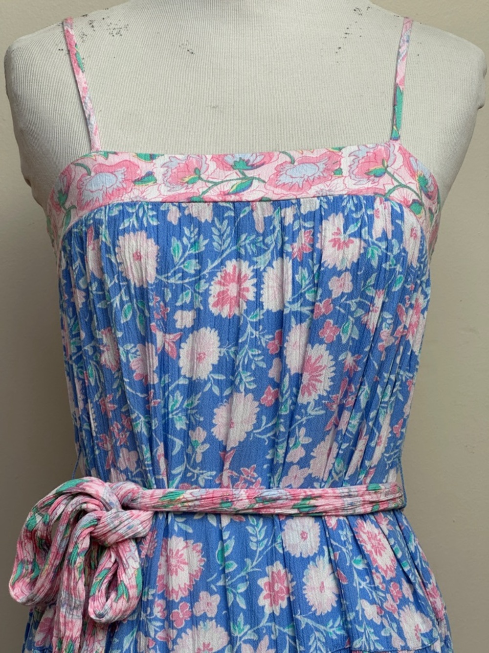 Billabong Floral Border Print Maxi Dress Blue Pink Size XS - Picture 2 of 11